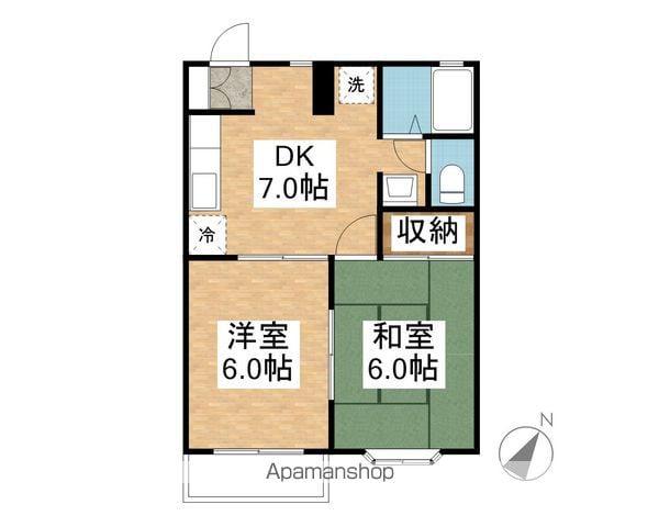 キャッスル壱番館(2DK/2階)の間取り写真