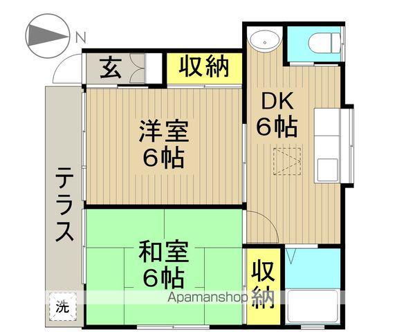 ゴールデンハイツB(2DK/1階)の間取り写真