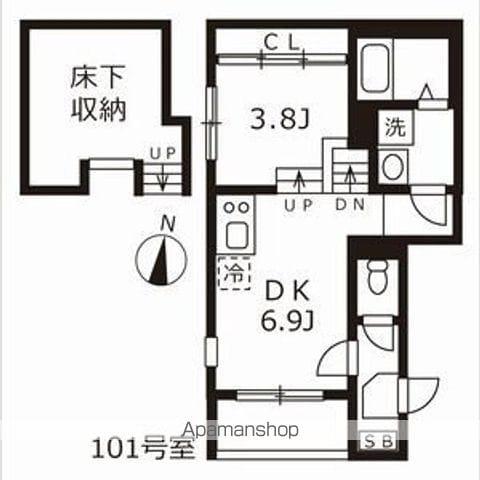 ジェイアールエイチ(1DK/1階)の間取り写真