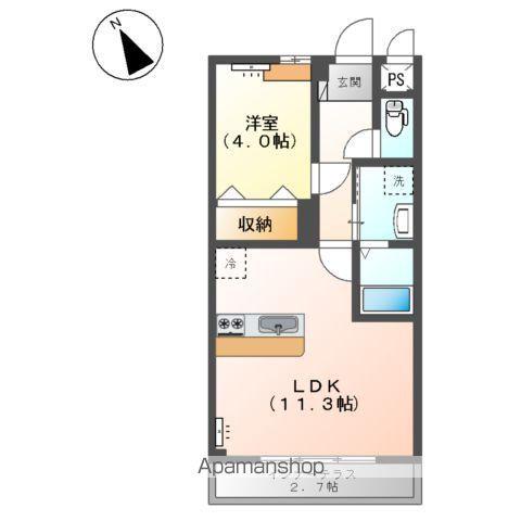 Rー77番館(1LDK/2階)の間取り写真