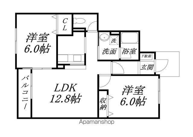 エルムプラシードA-8号棟(2LDK/1階)の間取り写真