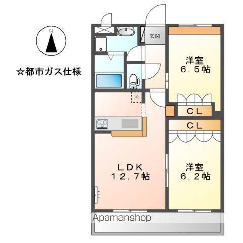 シエルクレール(2LDK/3階)の間取り写真