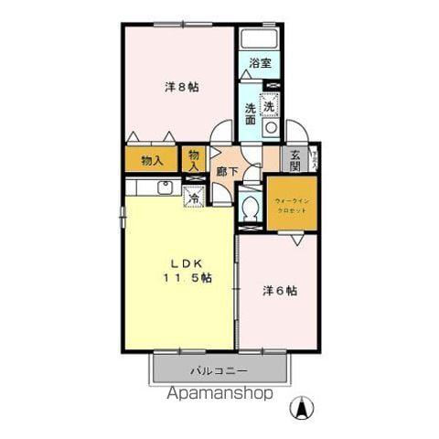 コンフォール・オリエ(2LDK/2階)の間取り写真