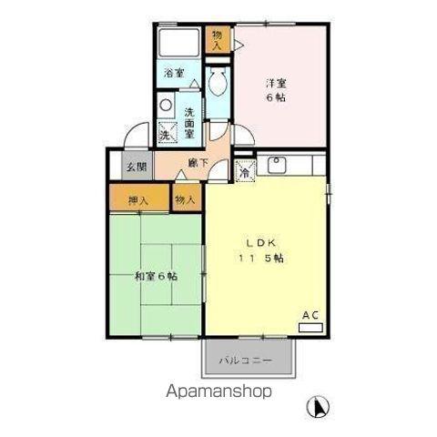 セジュールかながわB(2LDK/2階)の間取り写真