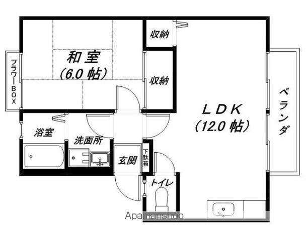 COLORS大津京(1LDK/1階)の間取り写真