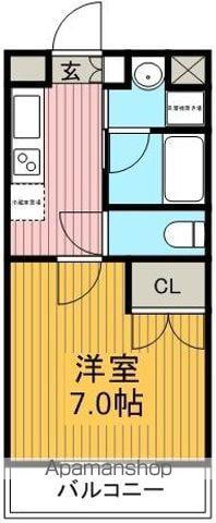 イースタンヒルズ藤が丘(1K/2階)の間取り写真