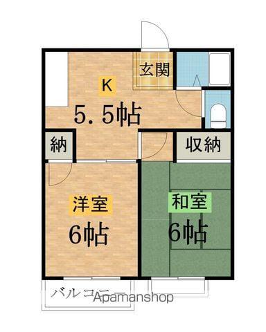 メゾンウッドベル(2DK/2階)の間取り写真