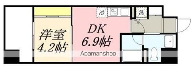 ルネッサンス21久留米六ツ門(1DK/14階)の間取り写真