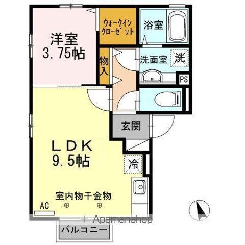 ライジングルーム和田(1LDK/2階)の間取り写真