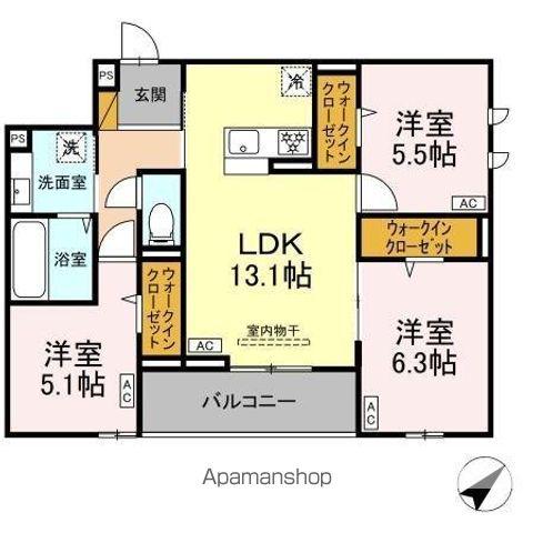 CLASSEUM都賀(3LDK/2階)の間取り写真