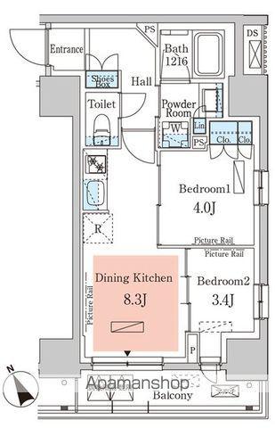 パークアクシス日本橋茅場町ステーションゲート(2DK/7階)の間取り写真