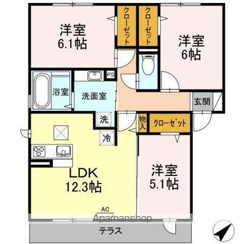 D-ROOMMPREMIUM(3LDK/1階)の間取り写真