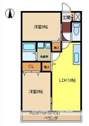 たかはいつ中仁野Ⅱ(2LDK/1階)の間取り写真