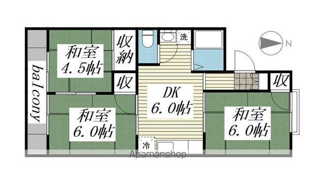 タワーズ黒崎 B(3DK/1階)の間取り写真