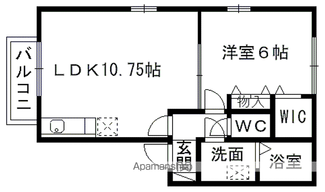 フローラ武蔵ヶ丘(1LDK/2階)の間取り写真