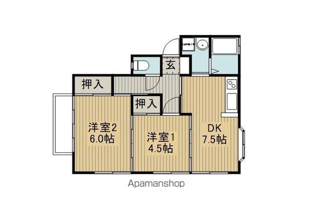 後町下金子荘(2DK/1階)の間取り写真