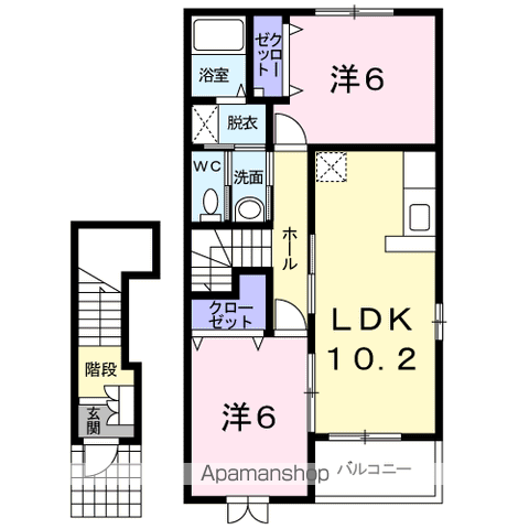 ディクテットFK 2(2LDK/2階)の間取り写真