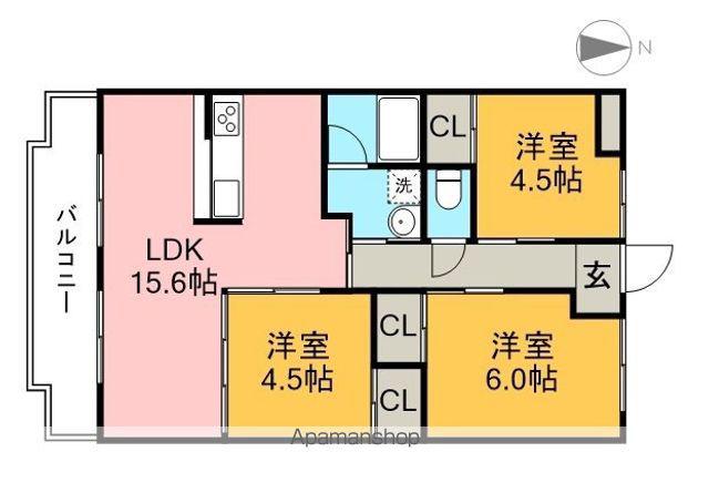 ガーデンハイツ永野Ⅴ(3LDK/3階)の間取り写真