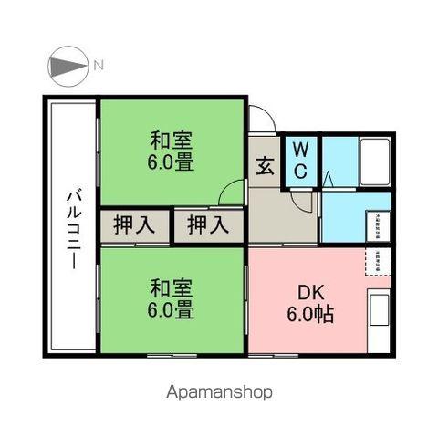 ロイヤルハイツA・B棟(2LDK/2階)の間取り写真