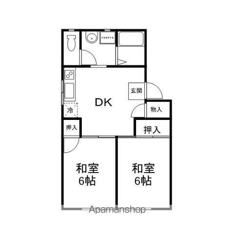 プレジールI A(2DK/1階)の間取り写真