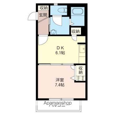 ブライトヒル(1DK/2階)の間取り写真