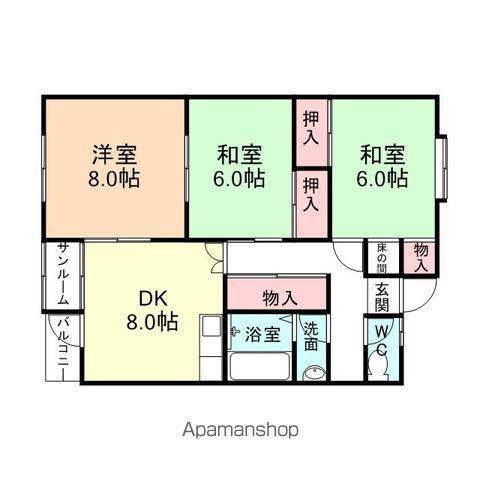サンシャインEBARA A棟(3DK/2階)の間取り写真