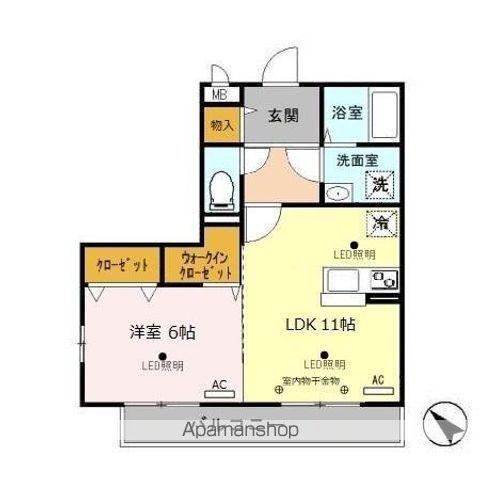 リビングタウン鍵山C(1LDK/3階)の間取り写真