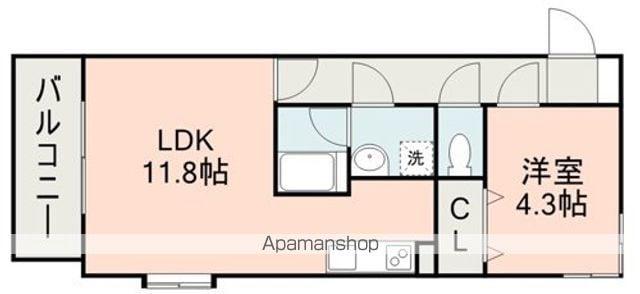 ハイリッヒ新屋敷(1LDK/2階)の間取り写真