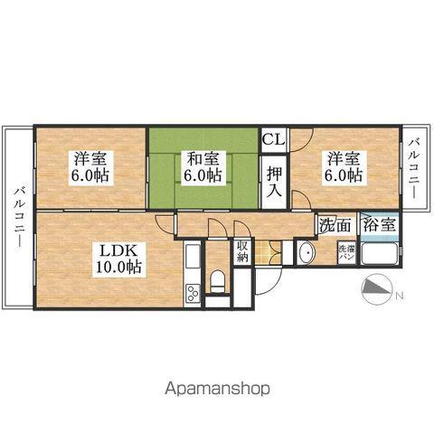 シティーパレス松本(3DK/3階)の間取り写真