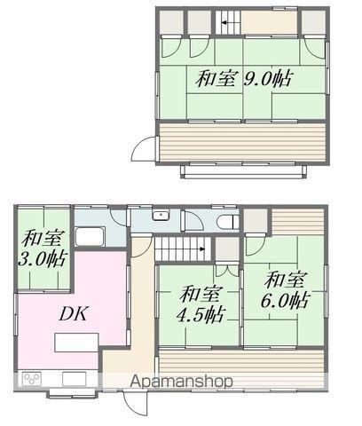 伊予鉄道環状線 萱町６丁目駅 徒歩7分 2階建 築65年(4DK)の間取り写真