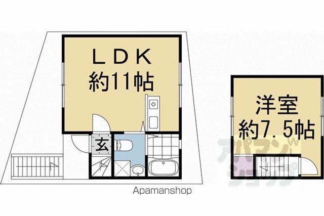 京都市烏丸線 北山駅(京都) 徒歩10分 3階建 築30年(1LDK)の間取り写真