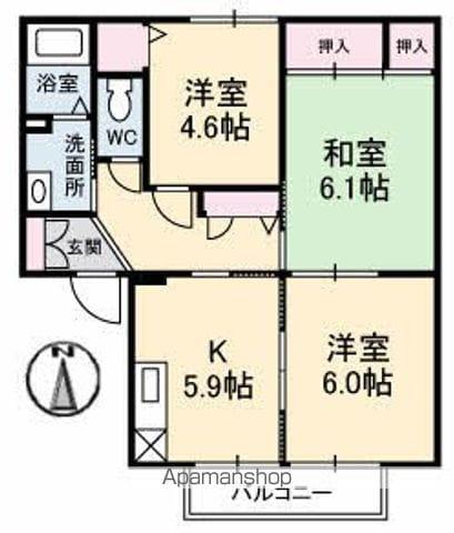 コーポ中的場Ⅲ(3K/2階)の間取り写真