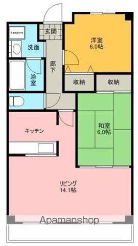 ロイヤルヴェール山下(2LDK/6階)の間取り写真