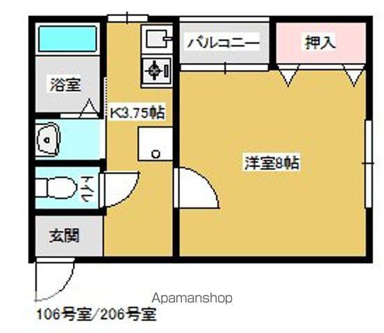 シルクハイツ(1K/1階)の間取り写真