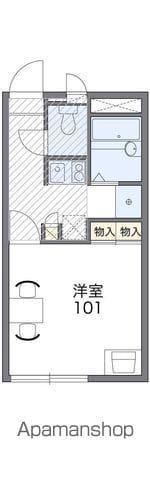 レオパレスWILL 竹原(1K/1階)の間取り写真