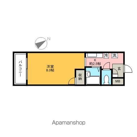 江崎ガーデンビル(ワンルーム/4階)の間取り写真