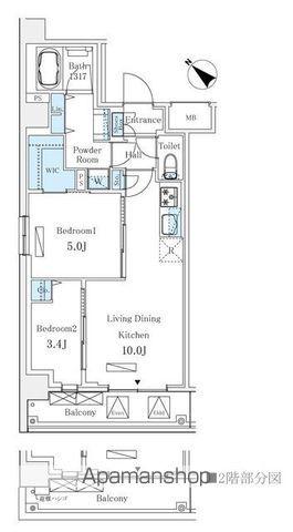 LUMICITY月島(2LDK/2階)の間取り写真
