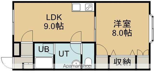 ロイヤルガーデンA(1DK/2階)の間取り写真