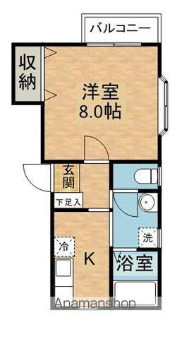 オレンジ(1K/1階)の間取り写真