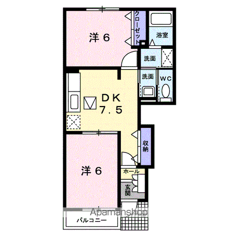 プラシード(2DK/1階)の間取り写真