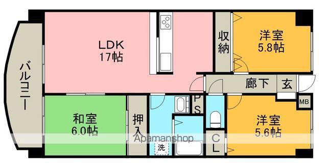グランプラス西島(3LDK/5階)の間取り写真
