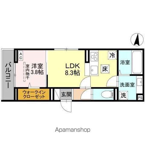 Dアヴァンス登戸町(1LDK/1階)の間取り写真