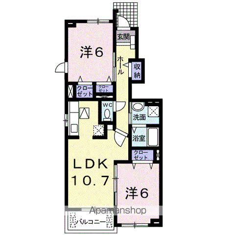 カームリー・メゾンⅠ(2LDK/1階)の間取り写真