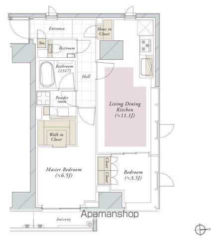 ピアース新宿三丁目(2LDK/13階)の間取り写真
