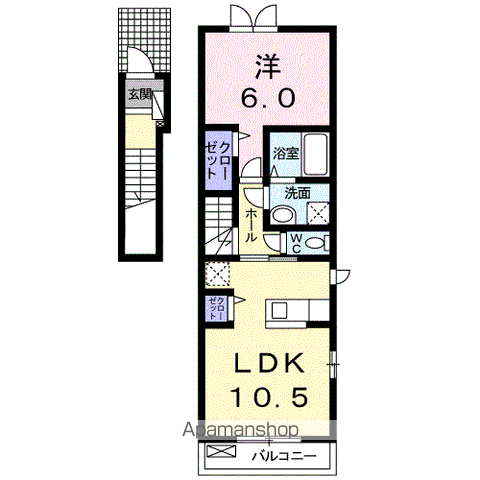 フェアリー プロムナード(1LDK/2階)の間取り写真