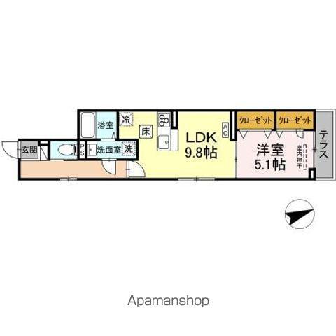D-ROOM八幡町(1LDK/1階)の間取り写真