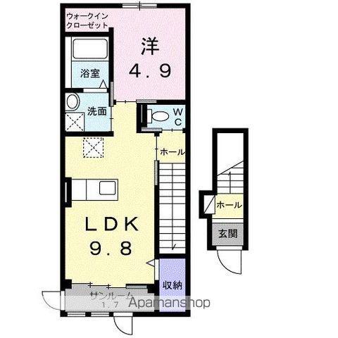 サニー・プレイス太田(1LDK/2階)の間取り写真