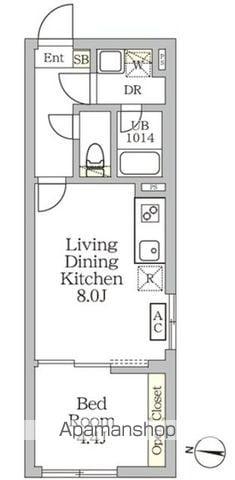 AGLAIA 新宿西落合(1LDK/2階)の間取り写真