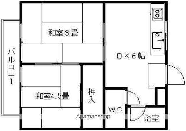 下伊福レジデンス(1LDK/1階)の間取り写真