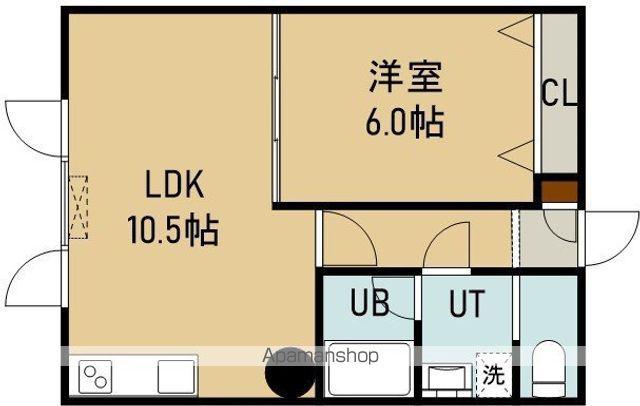 CASA港町(1LDK/2階)の間取り写真